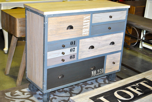 Multi Drawer Industrial Buffet on Wheels