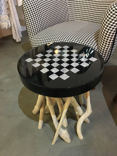 Black and White Cheque Stool