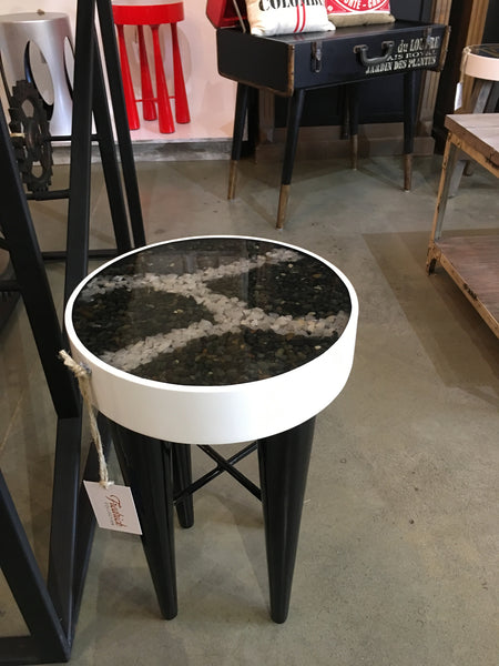 Black and White Shell Stool