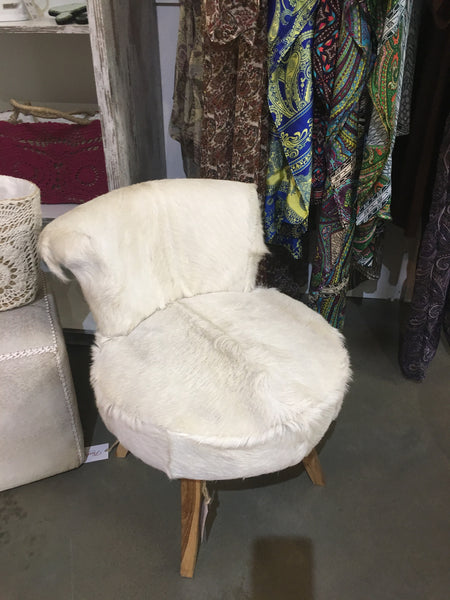 Goat Skin White Stool