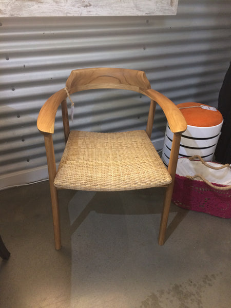 Rattan and Teak Dining Chair