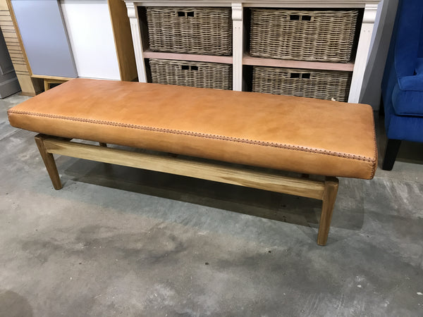 Tan Cow Hide Bench