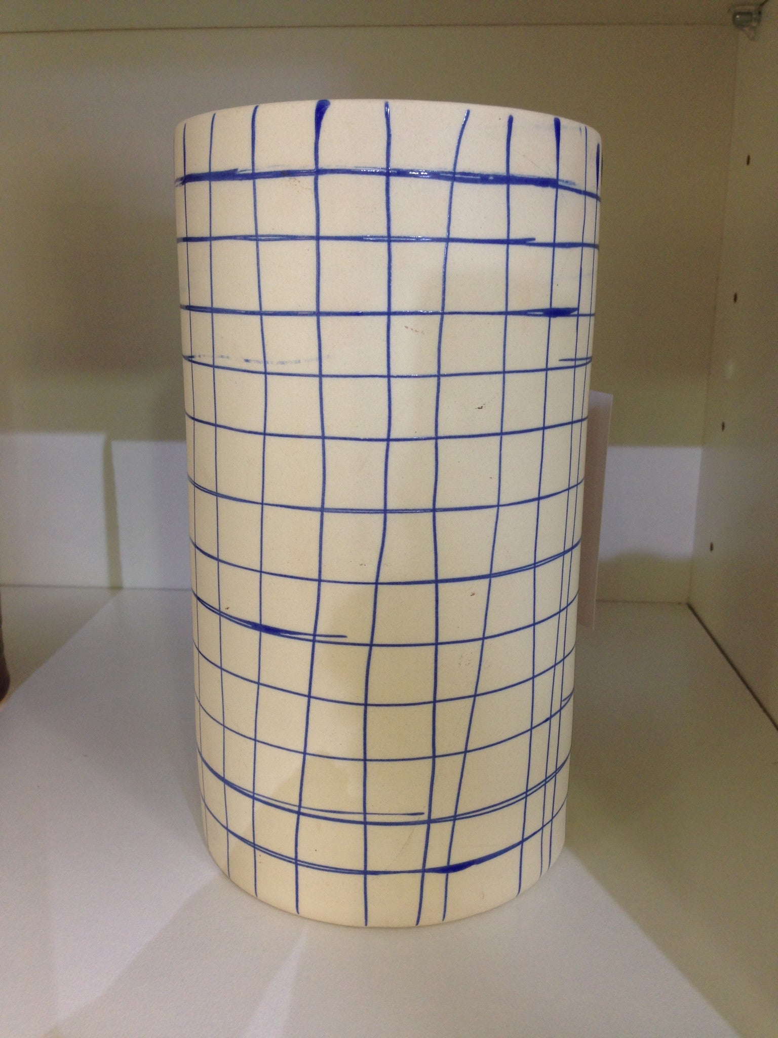 Large Blue Check Vase