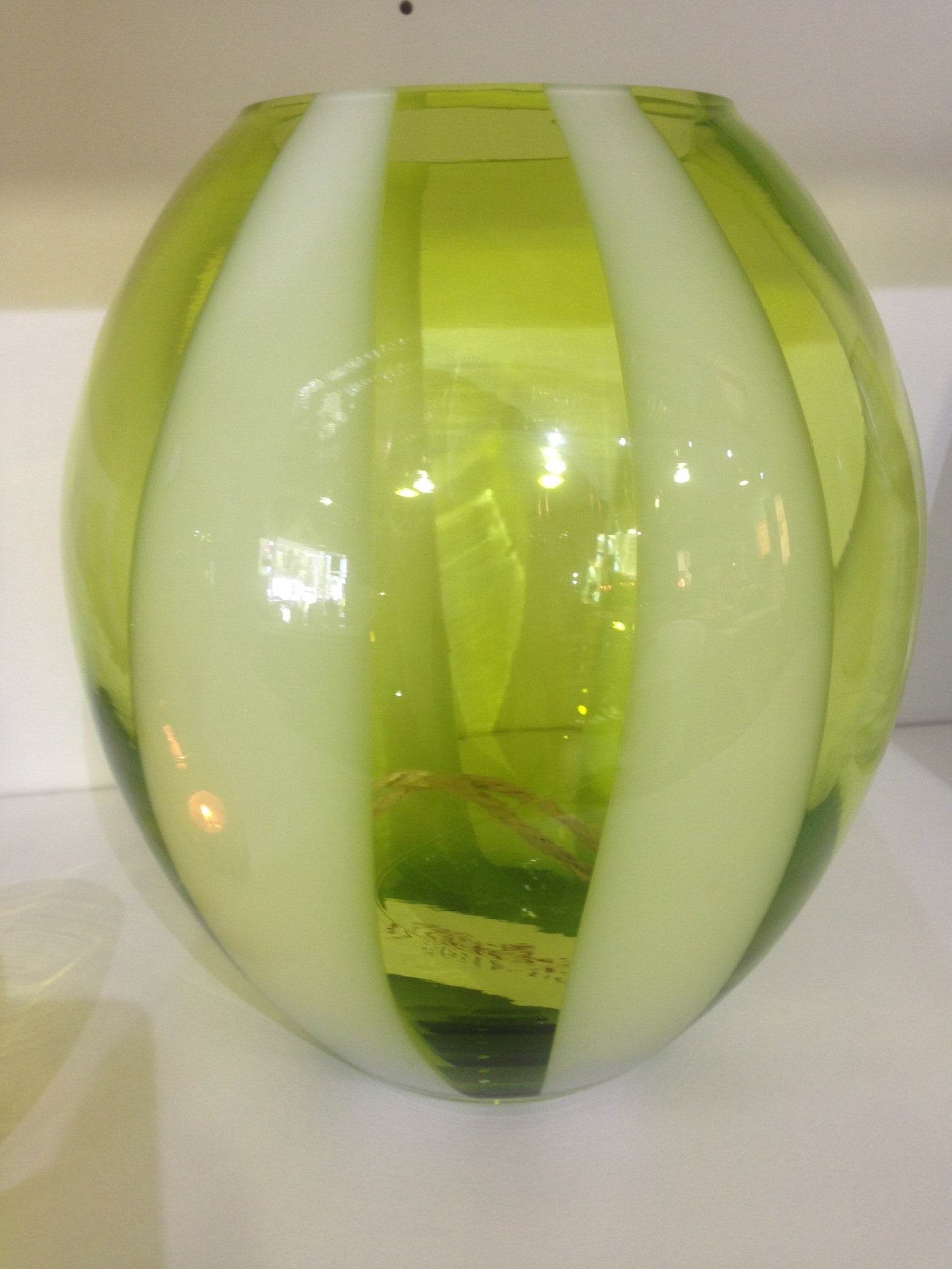 Green Stripe Glass Vase