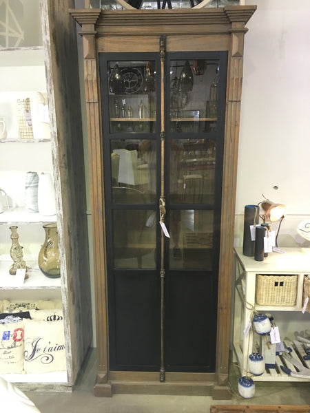 Black and Wood Tall Cabinet/ Shelving Unit